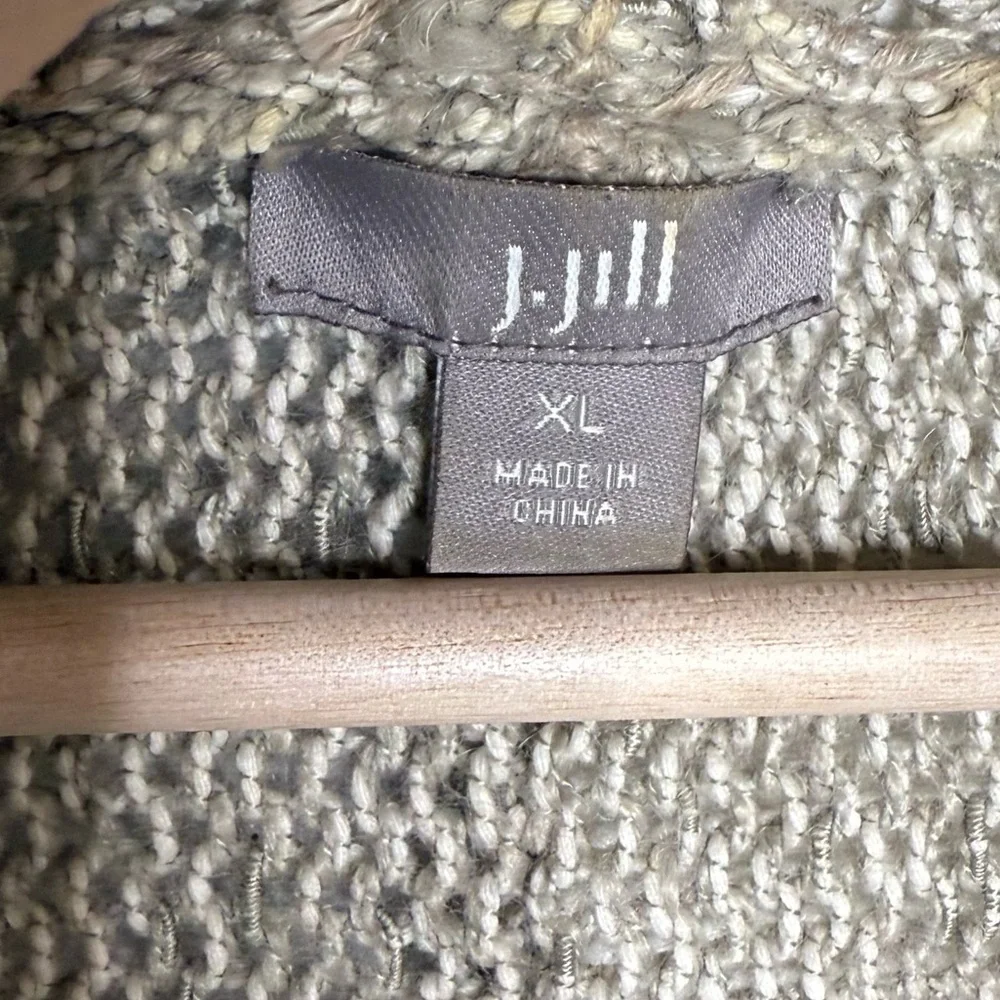 J. Jill Open Knit Tie Waist Long Cardigan Size XL Tan Beach Drapey Lagenlook